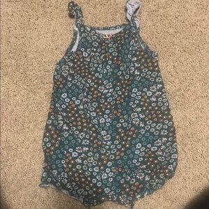 Carter's Green and Orange Floral Camisole Sleeveless Romper